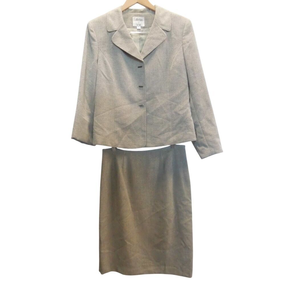 Le‎ Suit 2pc Gray Polyester lined Suit size 12